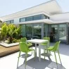 Air Mix Square Dining Set with White Table and 4 Tropical Green Chairs - Air Mix Square Dining Set with White Table and 4 Tropical Green Chairs