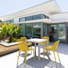 Air Mix Square Dining Set with White Table and 4 Yellow Chairs - Lifestyle