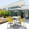 Air Mix Square Dining Set with White Table and 4 Yellow Chairs - Lifestyle - Air Mix Square Dining Set with White Table and 4 Yellow Chairs - Lifestyle