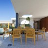 Artemis Resin Rectangle Dining Set with 6 arm chairs Teak Brown