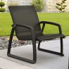 Compamia Pacific Club Arm Chair Black Frame Black Sling - Angled Lifestyle