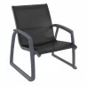 Compamia Pacific Club Arm Chair Dark Gray Frame Black Sling - Angled - Compamia Pacific Club Arm Chair Dark Gray Frame Black Sling - Angled