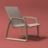 Compamia Pacific Club Arm Chair Taupe Frame Taupe Sling - Angled Lifestyle - Compamia Pacific Club Arm Chair Taupe Frame Taupe Sling - Angled Lifestyle