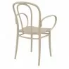 Victor XL Resin Outdoor Arm Chair Taupe - Back Angled - Victor XL Resin Outdoor Arm Chair Taupe - Back Angled