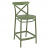 Cross Counter Stool Olive Green - Angled View