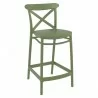Cross Counter Stool Olive Green - Angled View - Cross Counter Stool Olive Green - Angled View