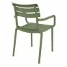 Compamia Paris Resin Outdoor Arm Chair In Olive Green - Back Angled - Compamia Paris Resin Outdoor Arm Chair In Olive Green - Back Angled