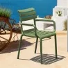 Compamia Paris Resin Outdoor Arm Chair In Olive Green - Angled Lifestyle - Compamia Paris Resin Outdoor Arm Chair In Olive Green - Angled Lifestyle