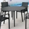 Compamia Maya 47 inch Outdoor Round Dining Table in Black - Lifestyle - Compamia Maya 47 inch Outdoor Round Dining Table in Black - Lifestyle