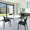 Lisa Round Dining Set with 47 inch White Table and Black Armcairs