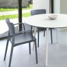 Lisa Round Dining Set with 47 inch White Table and Dark Gray Armcairs - Lifestyle 2