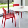 Lisa Round Dining Set with 47 inch White Table and Red Armcairs - Lifestyle 2