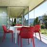 Air Maya Square Dining Set with White Table and 4 Red Chairs - Lifestyle