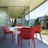 Air Maya Square Dining Set with White Table and 4 Red Chairs - Lifestyle - Air Maya Square Dining Set with White Table and 4 Red Chairs - Lifestyle