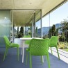 Air Maya Square Dining Set with White Table and 4 Tropical Green Chairs - Lifestyle