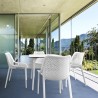 Air Maya Square Dining Set with White Table and 4 White Chairs - Lifestyle