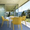 Air Maya Square Dining Set with White Table and 4 Yellow Chairs - Lifestyle