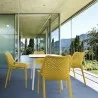 Air Maya Square Dining Set with White Table and 4 Yellow Chairs - Lifestyle - Air Maya Square Dining Set with White Table and 4 Yellow Chairs - Lifestyle