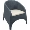 Aruba Resin Wickerlook Chair - Dark Gray - Front Angled with Cushion - Aruba Resin Wickerlook Chair - Dark Gray - Front Angled with Cushion