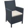 California Resin Wickerlook Chair Dark Gray - Front angled with Cushion