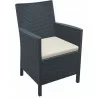 California Resin Wickerlook Chair Dark Gray - Front angled with Cushion - California Resin Wickerlook Chair Dark Gray - Front angled with Cushion