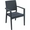 Ibiza Resin Wickerlook Dining Arm Chair - Dark Green - Front Angled - Ibiza Resin Wickerlook Dining Arm Chair - Dark Green - Front Angled