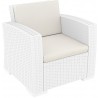 Monaco Resin Patio Club Chair with Cushion - White - Angled