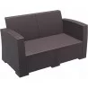 Monaco Resin Patio Loveseat with Cushion - Brown - Angled - Monaco Resin Patio Loveseat with Cushion - Brown - Angled