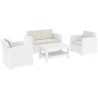 Compamia Monaco Resin Patio Seating 4 piece with Cushion -White Set