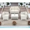 Compamia Monaco Resin Patio Seating 4 piece with Cushion- White Set Lifestyle - Compamia Monaco Resin Patio Seating 4 piece with Cushion- White Set Lifestyle