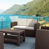 Compamia Monaco Resin Patio Seating 4 piece with Cushion - Brown LIfestyle