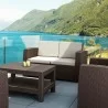 Compamia Monaco Resin Patio Seating 4 piece with Cushion - Brown LIfestyle - Compamia Monaco Resin Patio Seating 4 piece with Cushion - Brown LIfestyle