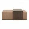 Essentials For Living Dovetail Upholstered Coffee Table in Ivanhoe Toast, Burnished Brown Acacia - Front Angle - Essentials For Living Dovetail Upholstered Coffee Table in Ivanhoe Toast, Burnished Brown Acacia - Front Angle