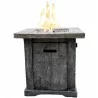 Crawford and Burke Macedon Wood Look Outdoor Gas Fire Pit, Front Angle - Crawford and Burke Macedon Wood Look Outdoor Gas Fire Pit, Front Angle