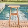 Vifah Olina Honey Fish Bone Eucalyptus Wooden Outdoor Side Table, Front Angle - Vifah Olina Honey Fish Bone Eucalyptus Wooden Outdoor Side Table, Front Angle