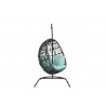 Milano Hanging Chair in Dupione Celeste w/ Self Welt - Front Side Angle