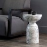 Sunpan Goya End Table Marble Look in White - Lifestyle