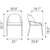Jambi Dining Chair Black & White- dimension
