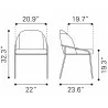 Jambi Dining Chair Black & White- dimension - Jambi Dining Chair Black & White- dimension