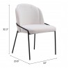 Jambi Dining Chair Ivory- seat dimension