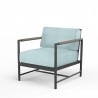 Pietra Club Chair in Dupione Celeste, No Welt - Front Side Angle