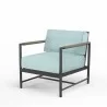 Pietra Club Chair in Dupione Celeste, No Welt - Front Side Angle - Pietra Club Chair in Dupione Celeste, No Welt - Front Side Angle