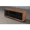 Furnitech 70" Contemporary TV Stand - Warm Walnut - Front Side Top Angle
