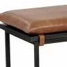 Sunpan Zancor Bench - Tan Leather - Seat Closeup Angle - Sunpan Zancor Bench - Tan Leather - Seat Closeup Angle