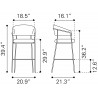 Josephine Barstool in Cream - Dimensions
