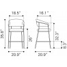 Josephine Counter Stool in Brown - Dimensions