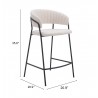 Josephine Counter Stool in Cream - Seat Dimensions