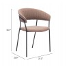 Josephine Dining Chair in Brown-seat dimension