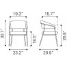 Josephine Dining Chair in Cream- dimension