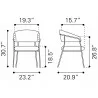 Josephine Dining Chair in Cream- dimension - Josephine Dining Chair in Cream- dimension